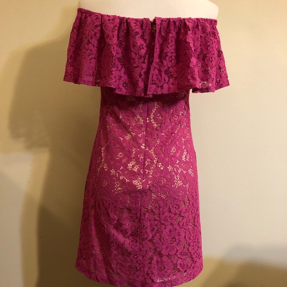Eliza J Lace Purple Pink Off the Shoulder Dress - Picture 11 of 14